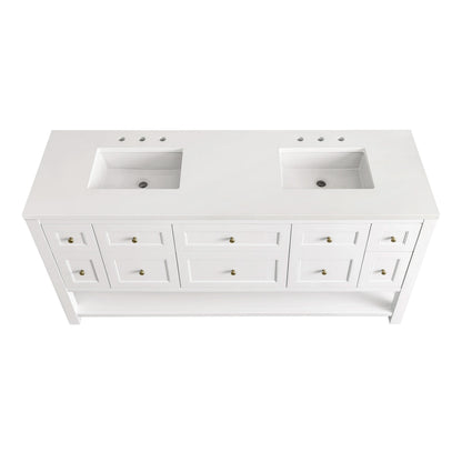 Breckenridge 72" Double Vanity, Bright White w/ 3 CM White Zeus Top, view 8