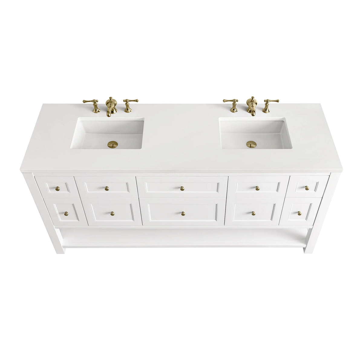 Breckenridge 72" Double Vanity, Bright White w/ 3 CM White Zeus Top, view 9
