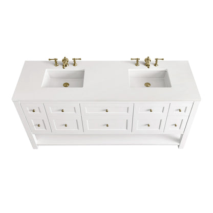 Breckenridge 72" Double Vanity, Bright White w/ 3 CM White Zeus Top, view 9