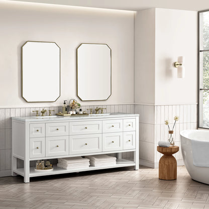 Breckenridge 72" Double Vanity, Bright White w/ 3 CM Ethereal Noctis Top w/FreePower Wireless Charger, view 8