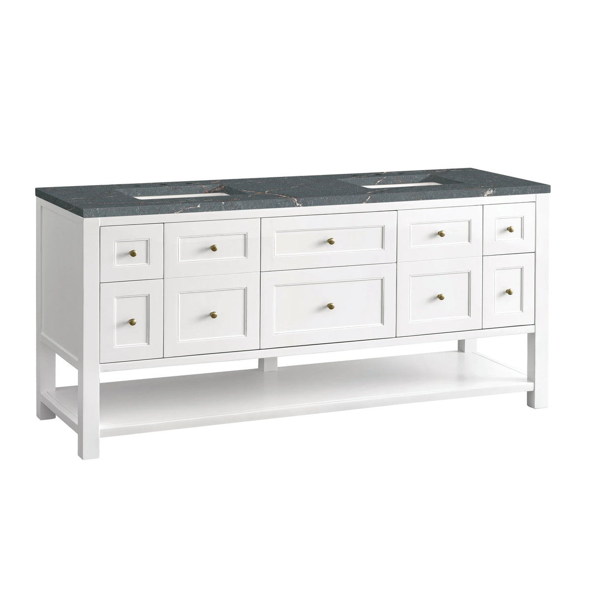 Breckenridge 72" Double Vanity, Bright White w/ 3 CM Parisien Bleu Top w/FreePower Wireless Charger, view 13