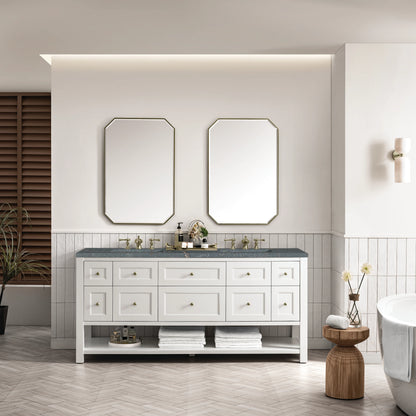 Breckenridge 72" Double Vanity, Bright White w/ 3 CM Parisien Bleu Top w/FreePower Wireless Charger, view 6