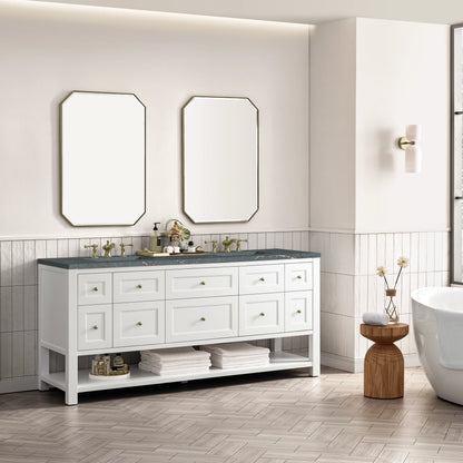 Breckenridge 72" Double Vanity, Bright White w/ 3 CM Parisien Bleu Top w/FreePower Wireless Charger, view 7