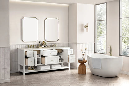 Breckenridge 72" Double Vanity, Bright White, w/ 3 CM Siberian Silestone Top w/FreePower Wireless Charger, view 8