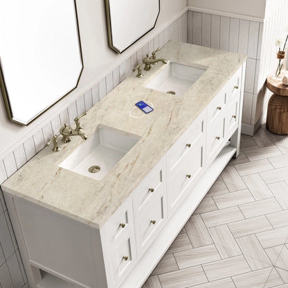 Breckenridge 72" Double Vanity, Bright White, w/ 3 CM Tajnar Eclos Top w/FreePower Wireless Charger, view 10