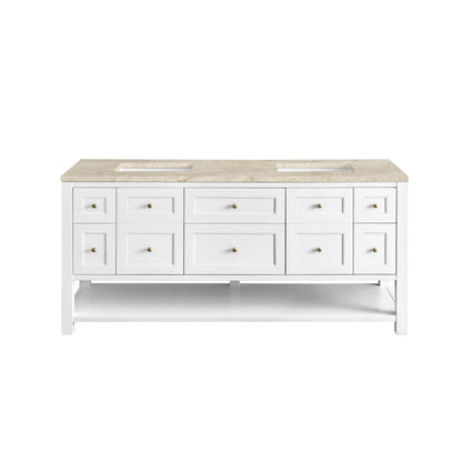 Breckenridge 72" Double Vanity, Bright White, w/ 3 CM Tajnar Eclos Top w/FreePower Wireless Charger, view 2