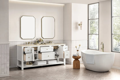 Breckenridge 72" Double Vanity, Bright White, w/ 3 CM Tajnar Eclos Top w/FreePower Wireless Charger, view 8