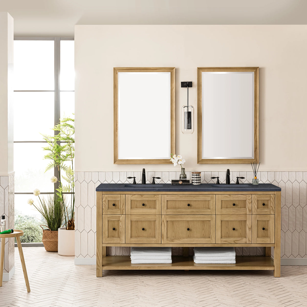 Breckenridge 72" Double Vanity, Light Natural Oak w/ 3 CM Charcoal Soapstone Top, view 3