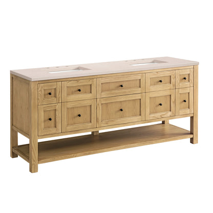 Renovate for Less Atlanta Breckenridge 72" Double Vanity, Light Natural Oak w/ 3 CM Eternal Marfil Top, view 12