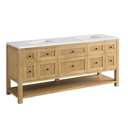 Breckenridge 72" Double Vanity, Light Natural Oak w/ 3 CM Ethereal Noctis Top, view 12