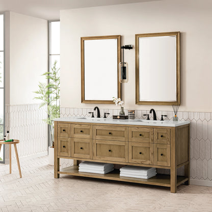 Breckenridge 72" Double Vanity, Light Natural Oak w/ 3 CM Lime Delight Top, view 4