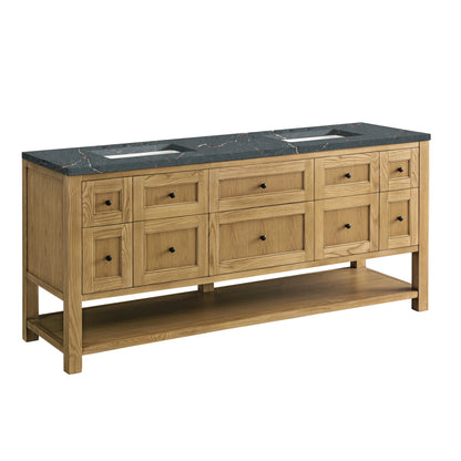 Breckenridge 72" Double Vanity, Light Natural Oak w/ 3 CM Parisien Bleu Top, view 10