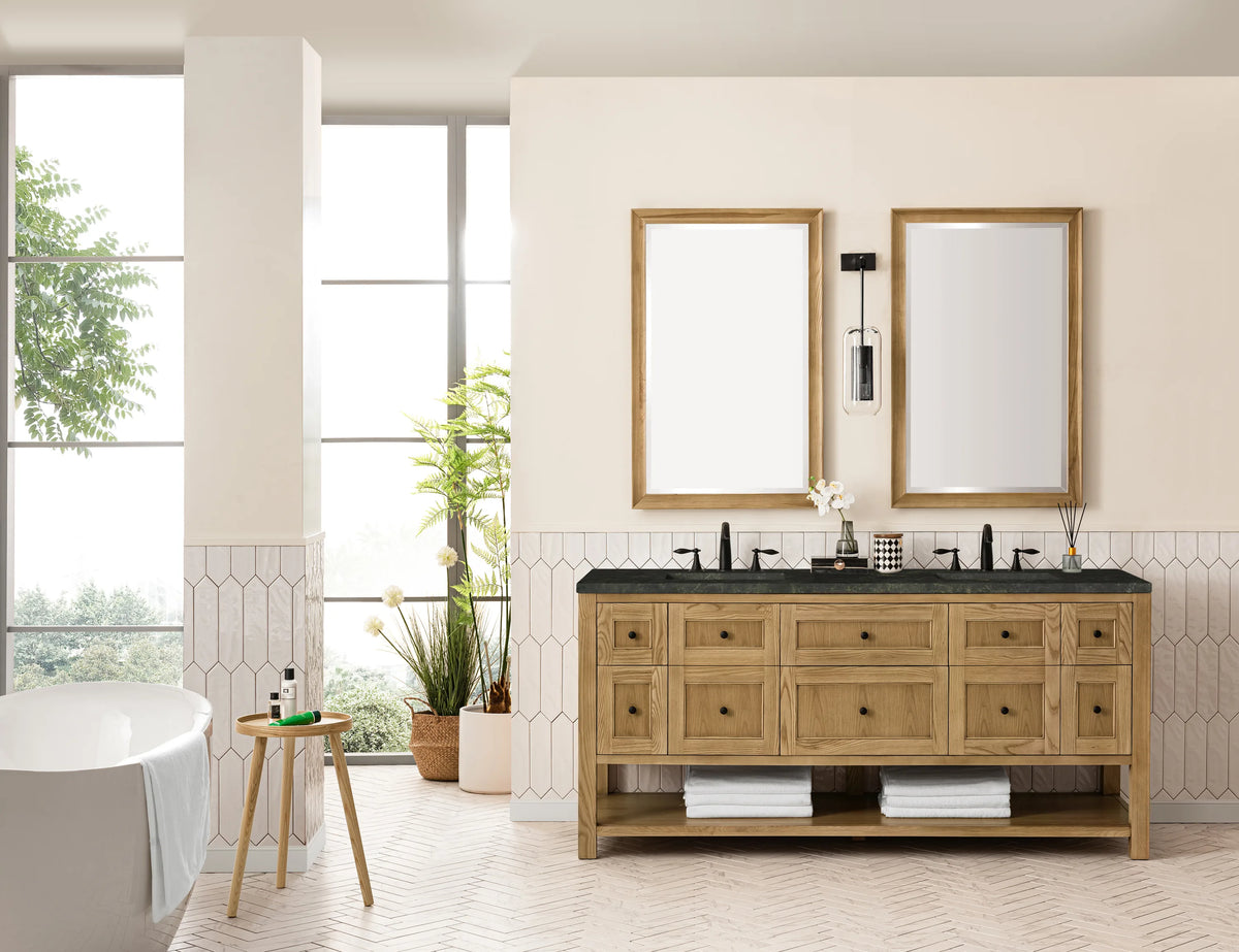 Breckenridge 72" Double Vanity, Light Natural Oak, w/ 3 CM Phantome Eclos Top, view 3