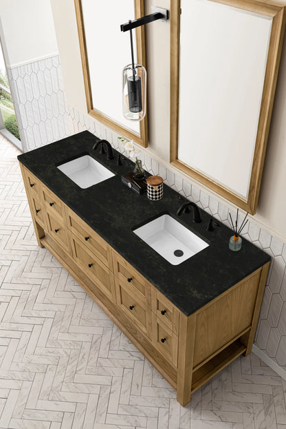 Breckenridge 72" Double Vanity, Light Natural Oak, w/ 3 CM Phantome Eclos Top, view 7