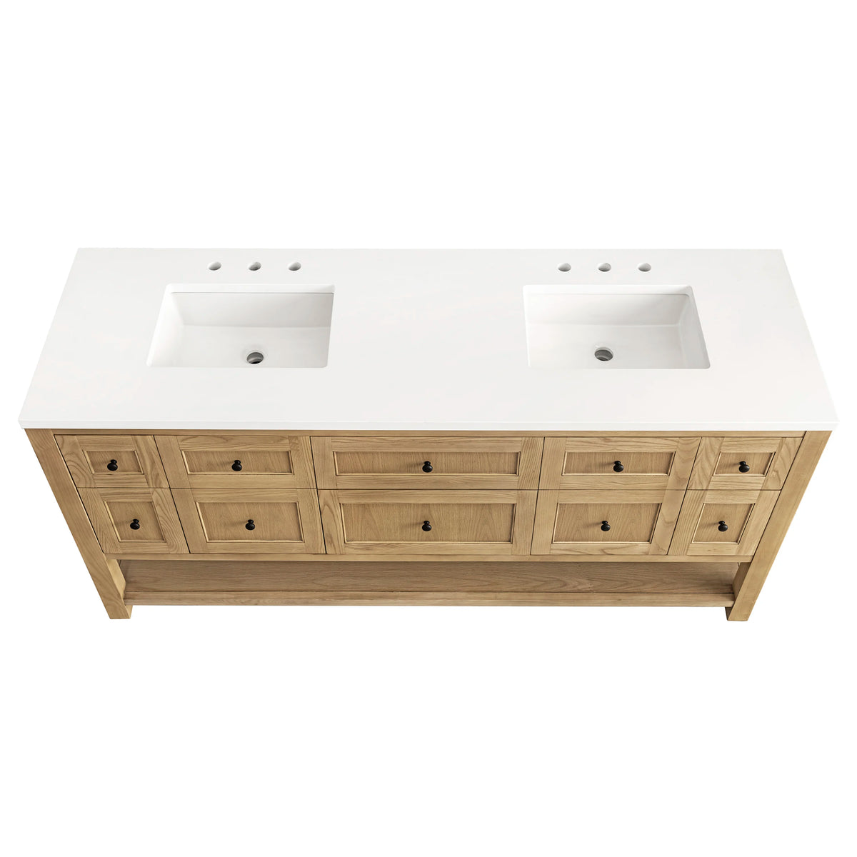 Breckenridge 72" Double Vanity, Light Natural Oak w/ 3 CM White Zeus Top, view 8
