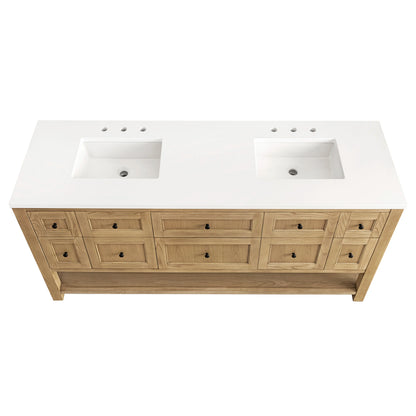 Breckenridge 72" Double Vanity, Light Natural Oak w/ 3 CM White Zeus Top, view 8