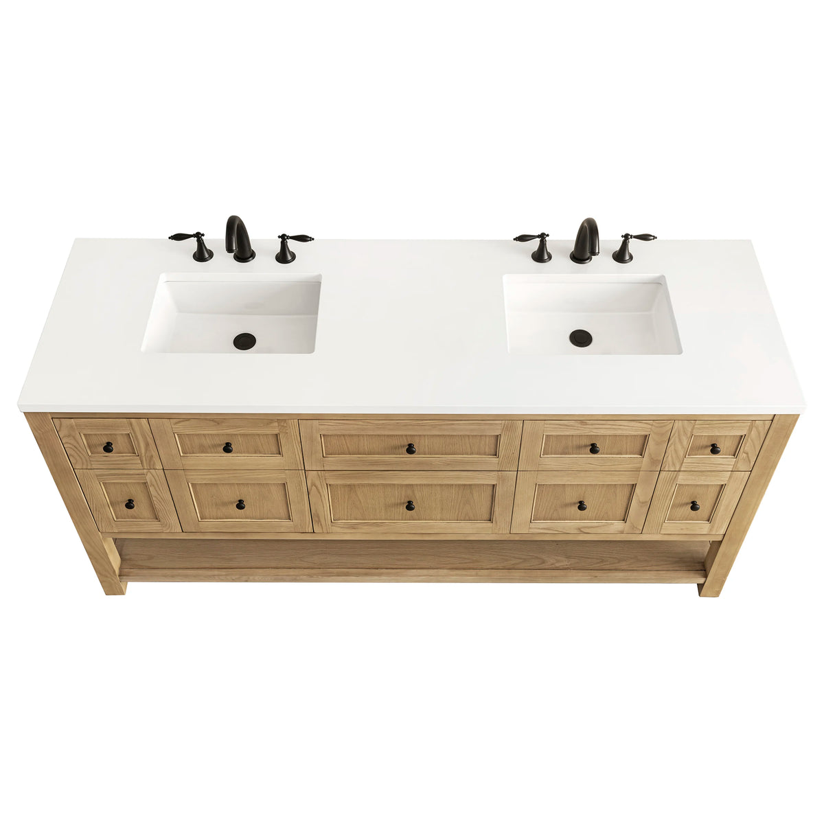 Breckenridge 72" Double Vanity, Light Natural Oak w/ 3 CM White Zeus Top, view 9