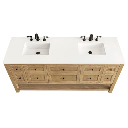 Breckenridge 72" Double Vanity, Light Natural Oak w/ 3 CM White Zeus Top, view 9