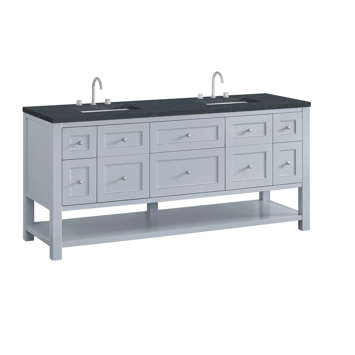 Breckenridge 72" Double Vanity, Serenity Blue, w/ 3 CM Charcoal Soapstone Quartz Top, view 10