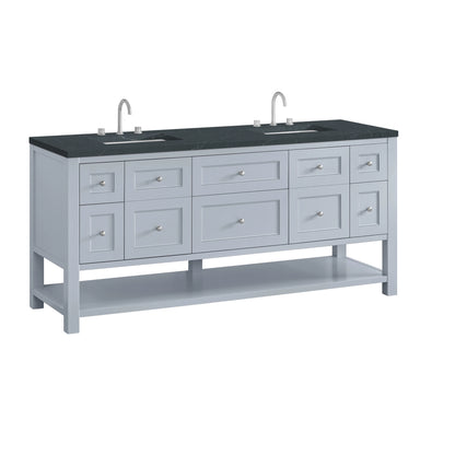 Breckenridge 72" Double Vanity, Serenity Blue, w/ 3 CM Charcoal Soapstone Quartz Top, view 10