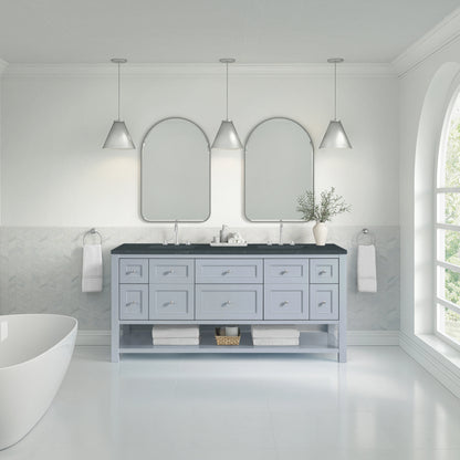 Breckenridge 72" Double Vanity, Serenity Blue, w/ 3 CM Charcoal Soapstone Quartz Top, view 3