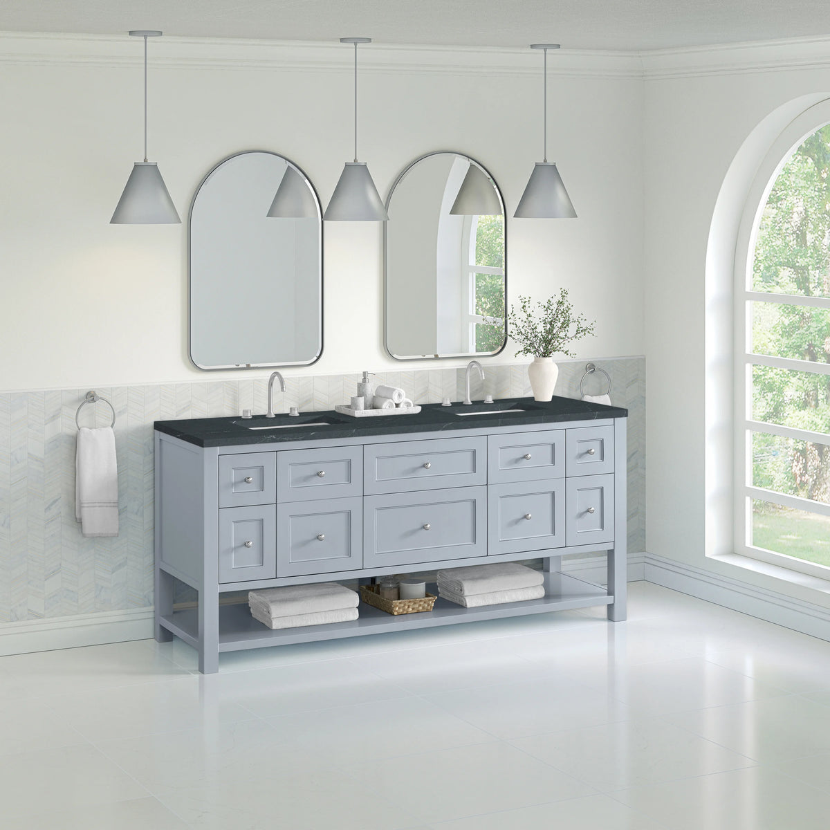 Breckenridge 72" Double Vanity, Serenity Blue, w/ 3 CM Charcoal Soapstone Quartz Top, view 4