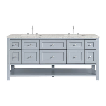 Breckenridge 72" Double Vanity, Serenity Blue, w/ 3 CM Eternal Jasmine Pearl Quartz Top