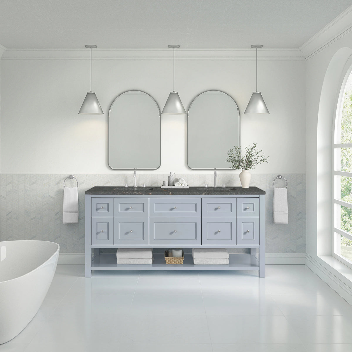 Breckenridge 72" Double Vanity, Serenity Blue w/ 3 CM Parisien Bleu Top, view 3
