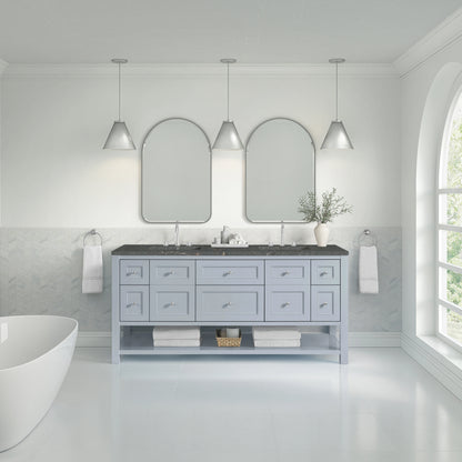 Breckenridge 72" Double Vanity, Serenity Blue w/ 3 CM Parisien Bleu Top, view 3
