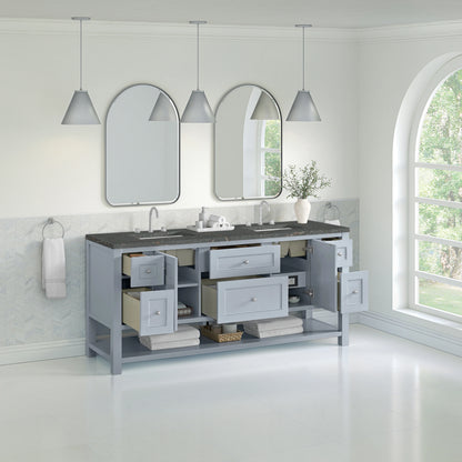 Breckenridge 72" Double Vanity, Serenity Blue w/ 3 CM Parisien Bleu Top, view 5
