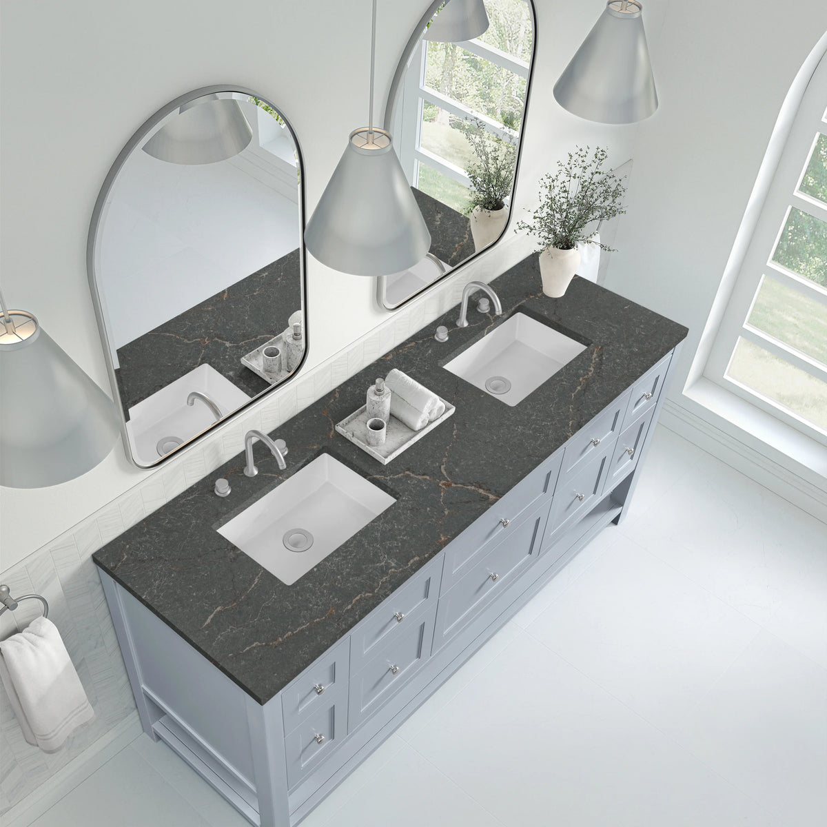 Breckenridge 72" Double Vanity, Serenity Blue w/ 3 CM Parisien Bleu Top, view 7