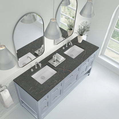 Breckenridge 72" Double Vanity, Serenity Blue w/ 3 CM Parisien Bleu Top, view 7