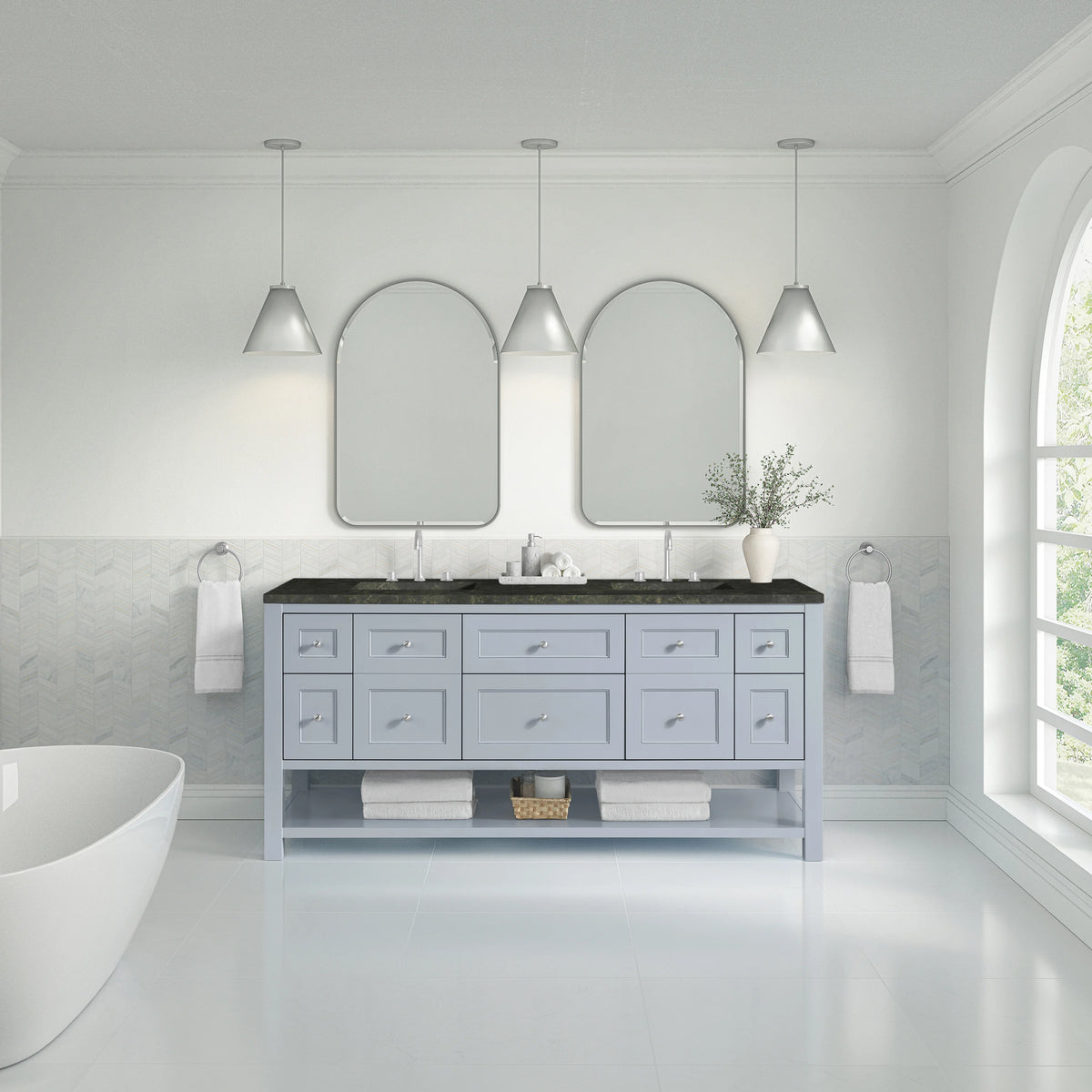 Breckenridge 72" Double Vanity, Serenity Blue, w/ 3 CM Phantome Eclos Top, view 3