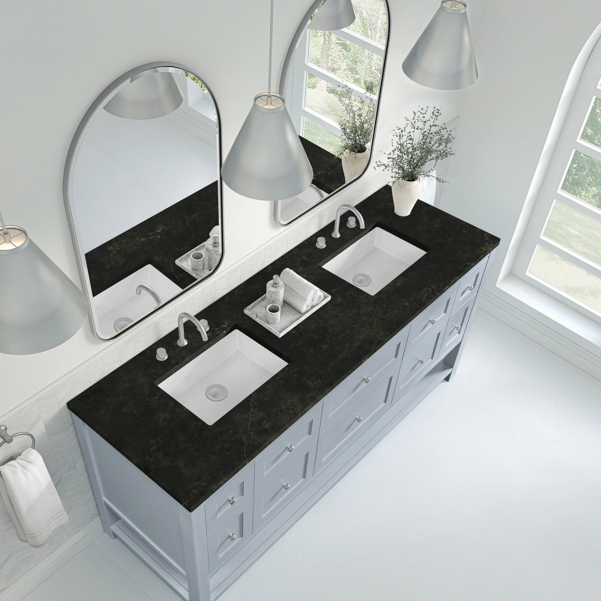 Breckenridge 72" Double Vanity, Serenity Blue, w/ 3 CM Phantome Eclos Top, view 7