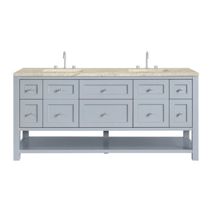 Breckenridge 72" Double Vanity, Serenity Blue, w/ 3 CM Tajnar Eclos Top