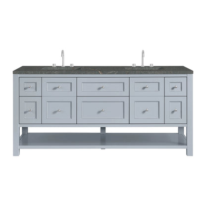 Breckenridge 72" Double Vanity, Serenity Blue w/ 3 CM Parisien Bleu Top w/FreePower Wireless Charger