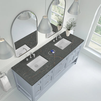 Breckenridge 72" Double Vanity, Serenity Blue w/ 3 CM Parisien Bleu Top w/FreePower Wireless Charger, view 10