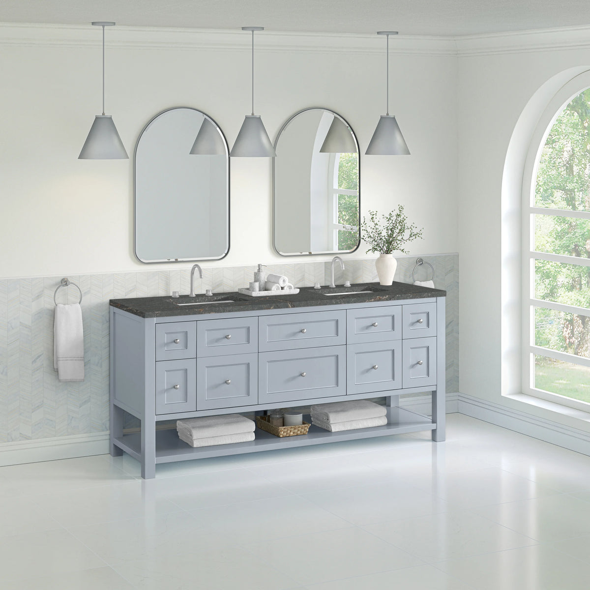 Breckenridge 72" Double Vanity, Serenity Blue w/ 3 CM Parisien Bleu Top w/FreePower Wireless Charger, view 7