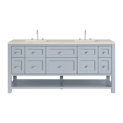 Breckenridge 72" Double Vanity, Serenity Blue, w/ 3 CM Siberian Silestone Top w/FreePower Wireless Charger
