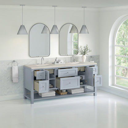 Breckenridge 72" Double Vanity, Serenity Blue, w/ 3 CM Siberian Silestone Top w/FreePower Wireless Charger, view 7