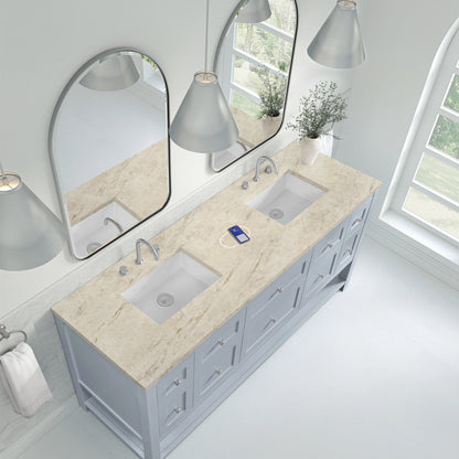 Breckenridge 72" Double Vanity, Serenity Blue, w/ 3 CM Tajnar Eclos Top w/FreePower Wireless Charger, view 9