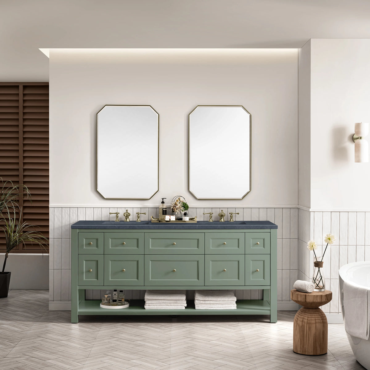 Breckenridge 72" Double Vanity, Smokey Celadon w/ 3 CM Charcoal Soapstone Top, view 4