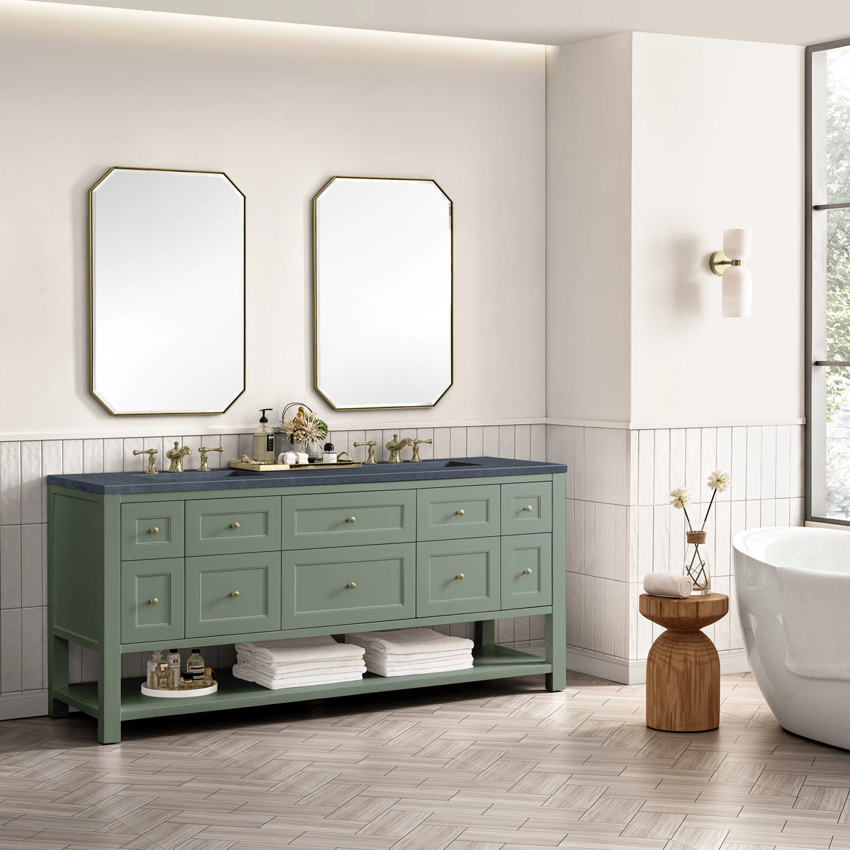 Breckenridge 72" Double Vanity, Smokey Celadon w/ 3 CM Charcoal Soapstone Top, view 5