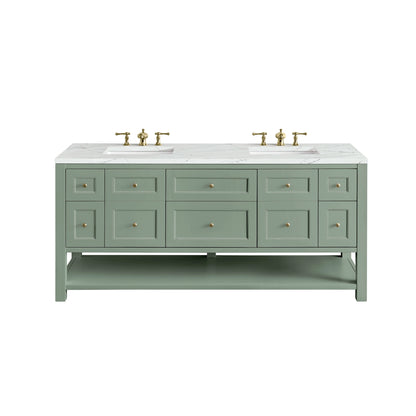 Breckenridge 72" Double Vanity, Smokey Celadon w/ 3 CM Ethereal Noctis Top