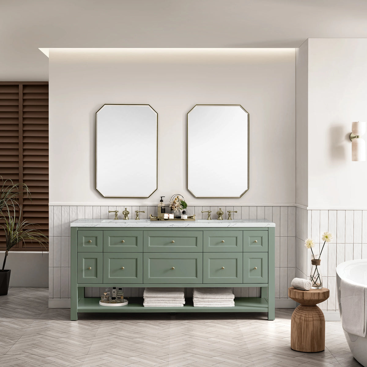 Breckenridge 72" Double Vanity, Smokey Celadon w/ 3 CM Ethereal Noctis Top, view 3