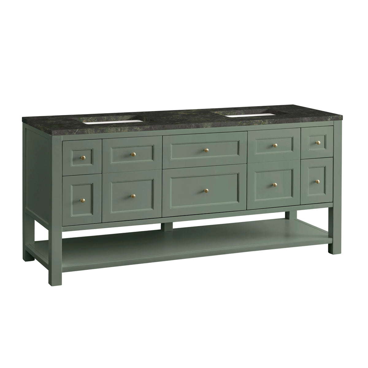 Breckenridge 72" Double Vanity, Smokey Celadon, w/ 3 CM Phantome Eclos Top, view 10