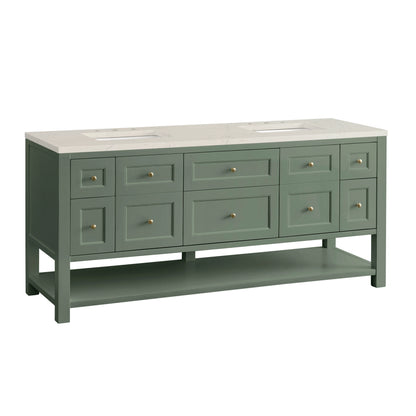 Breckenridge 72" Double Vanity, Smokey Celadon, w/ 3 CM Siberian Silestone Top, view 10