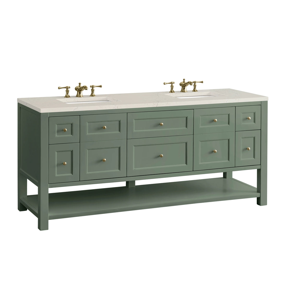 Breckenridge 72" Double Vanity, Smokey Celadon, w/ 3 CM Siberian Silestone Top, view 11
