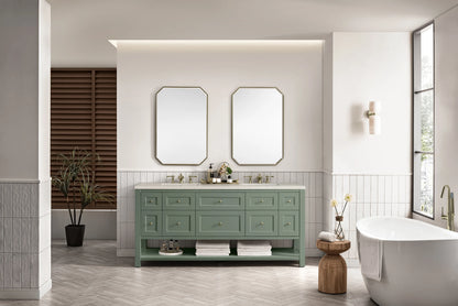 Breckenridge 72" Double Vanity, Smokey Celadon, w/ 3 CM Siberian Silestone Top, view 3