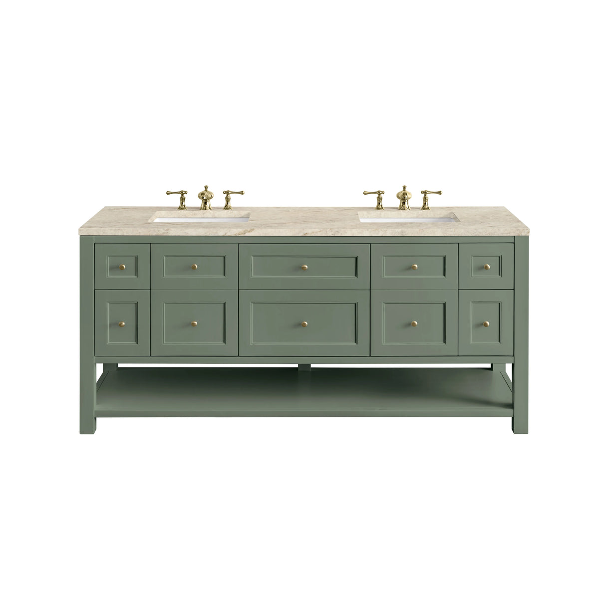 Breckenridge 72" Double Vanity, Smokey Celadon, w/ 3 CM Tajnar Eclos Top